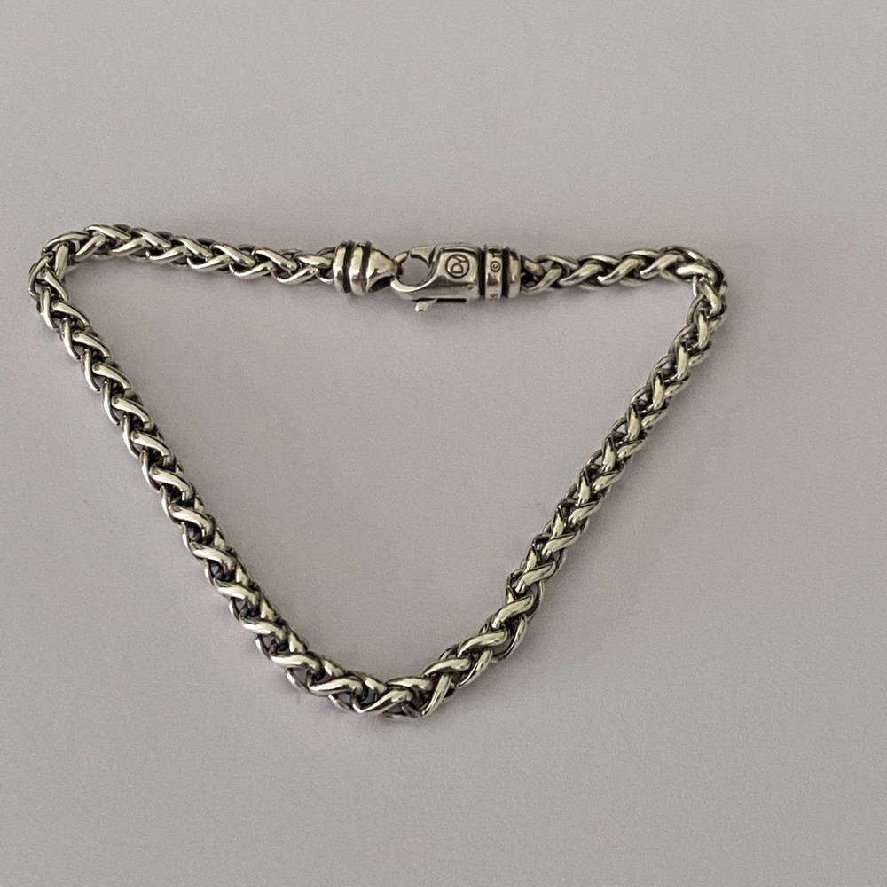 💯 David Yurman 4mm wheat chain bracelet 71/4” long sterling silver polish